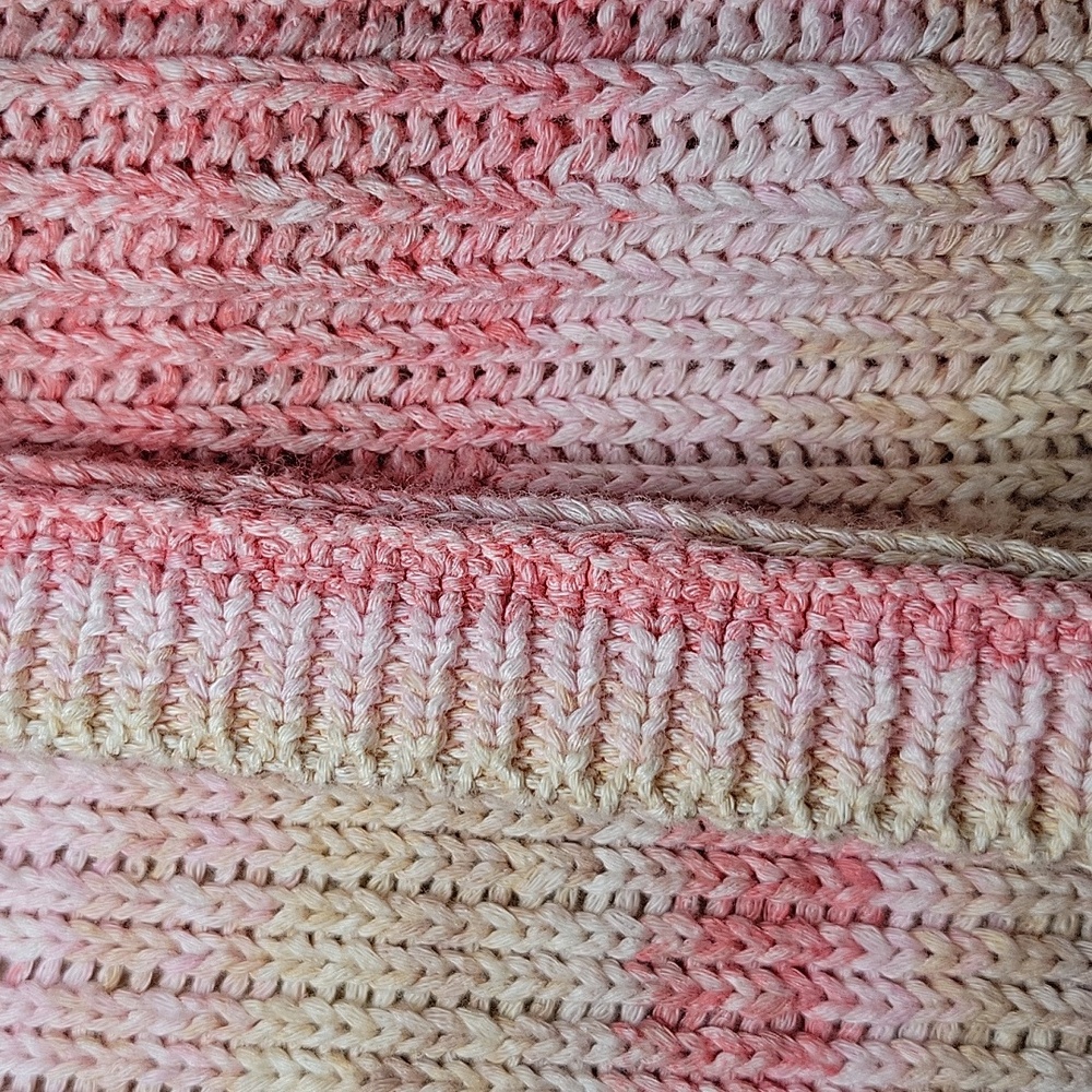 Tory Burch Erin Pink and Cream Striped Cardigan V-neck Woman's XL - Picture 4 of 9